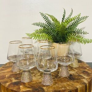 Christian Siriano Elegant Gold crystal shot glasses, set of 7